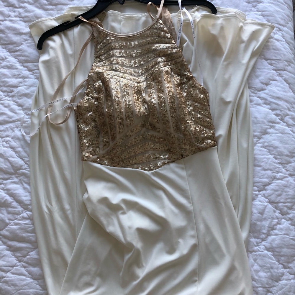 Beautiful Gold & Cream Dress with Slit